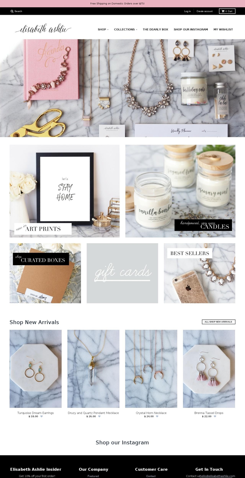 elisabethashlie.com shopify website screenshot