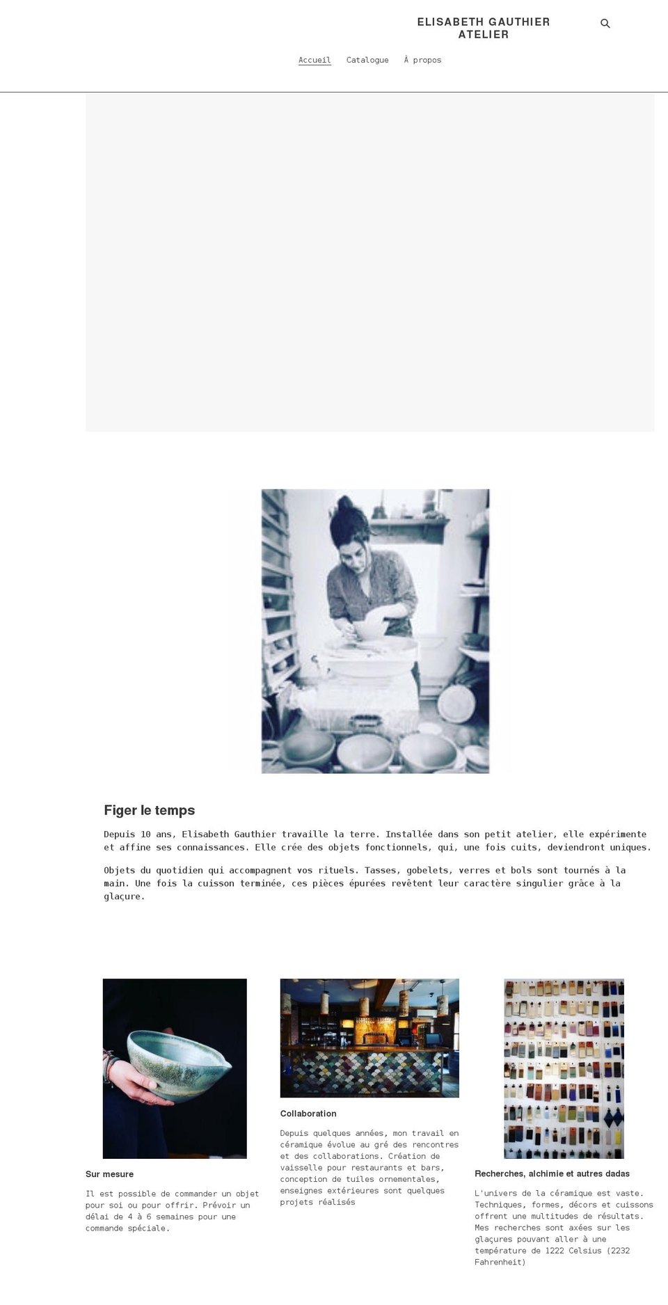 elisabethgauthieratelier.com shopify website screenshot