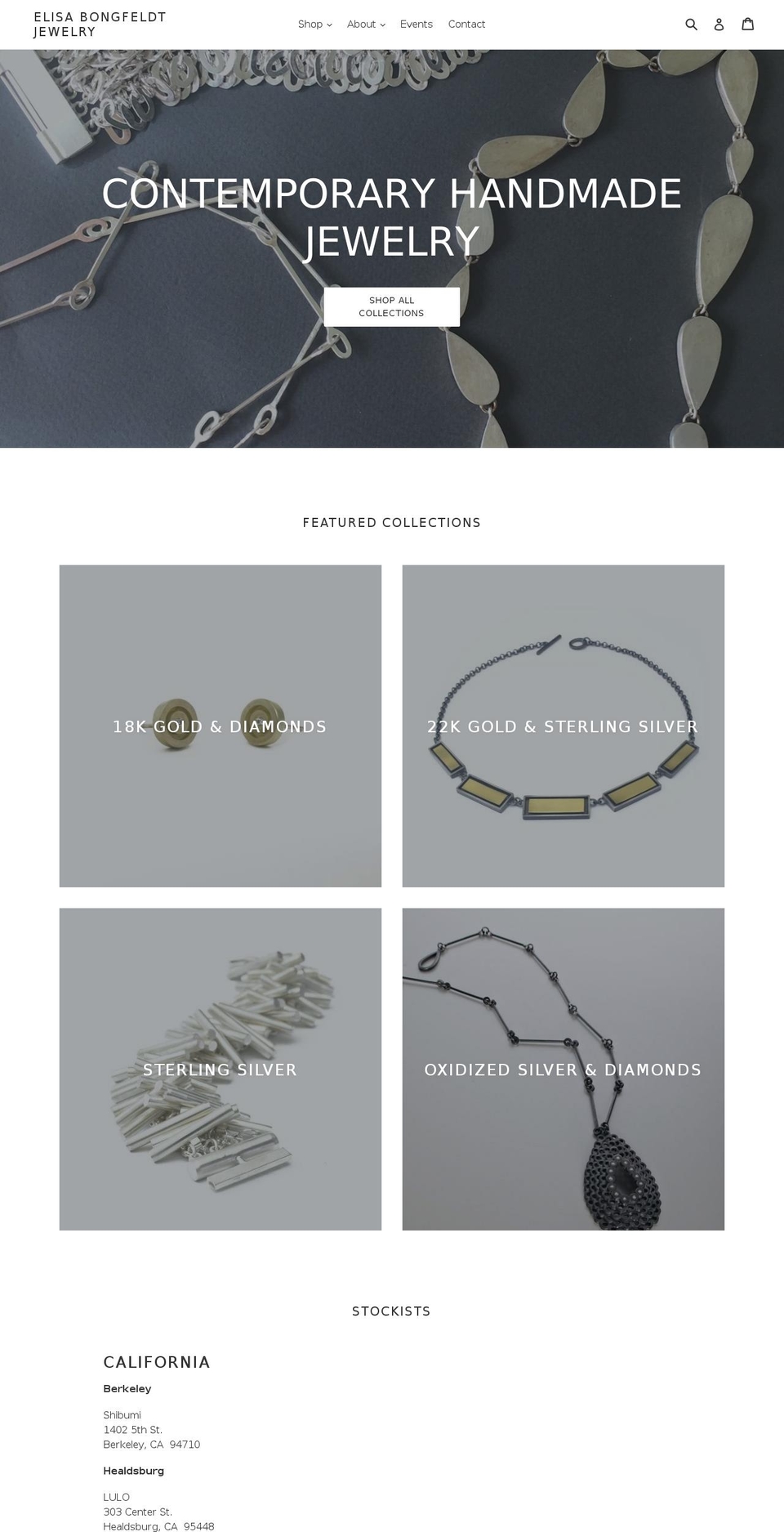 elisabongfeldt.com shopify website screenshot