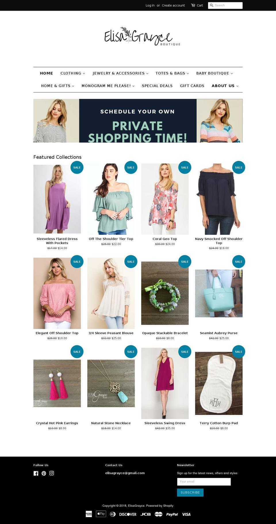 elisagrayce.com — Shopify storefront screenshot