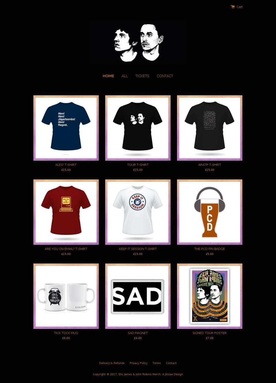 elisandjohnmerch.com shopify website screenshot