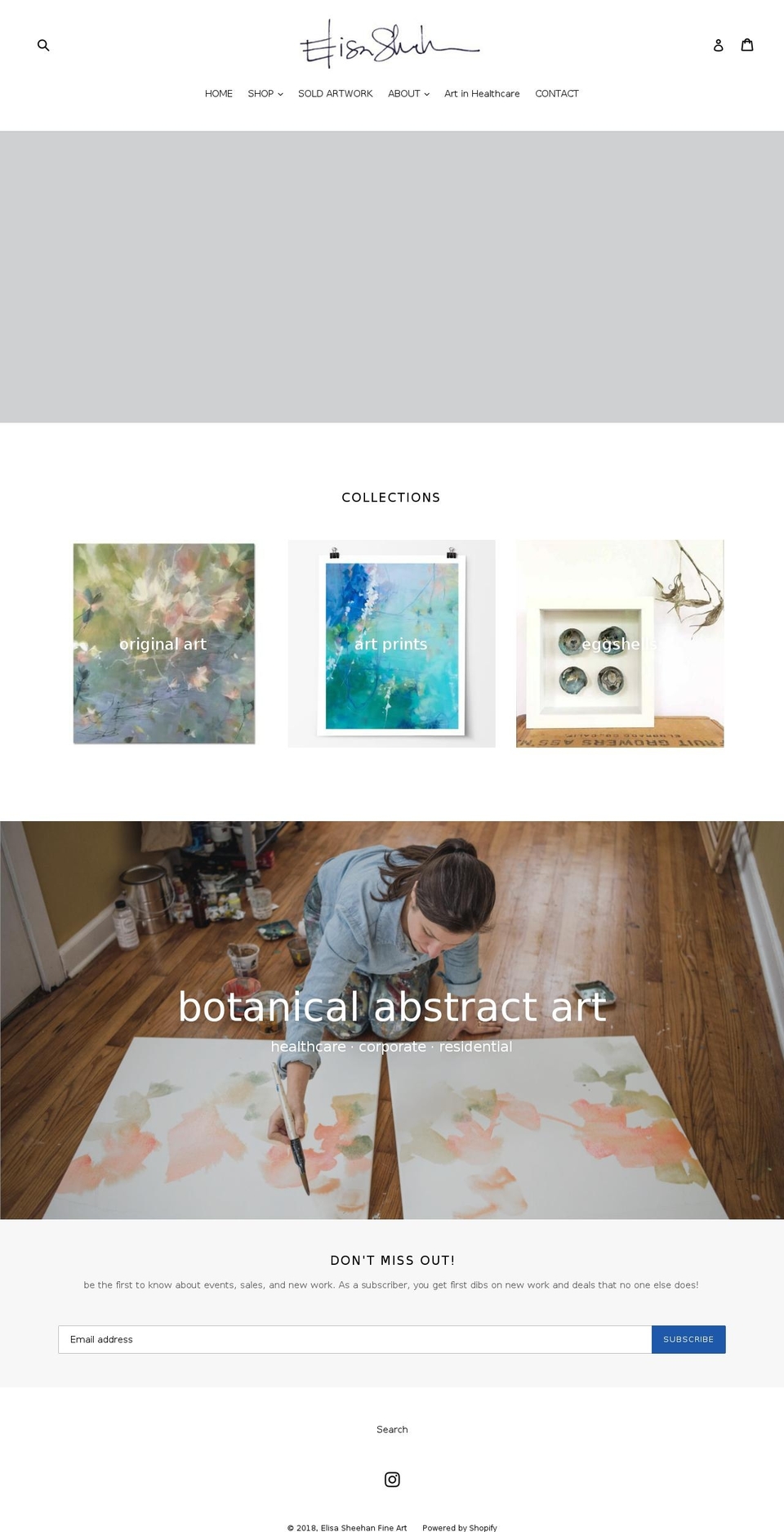 elisasheehan.com shopify website screenshot
