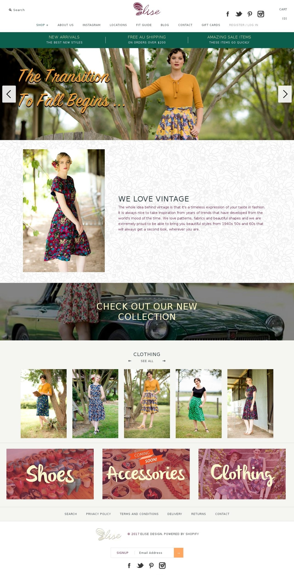 elisedesign.com.au shopify website screenshot