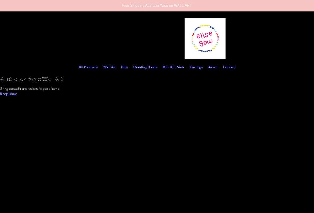 elisegowdesigns.com shopify website screenshot