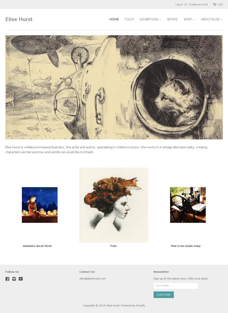 elisehurst.com — Shopify storefront screenshot