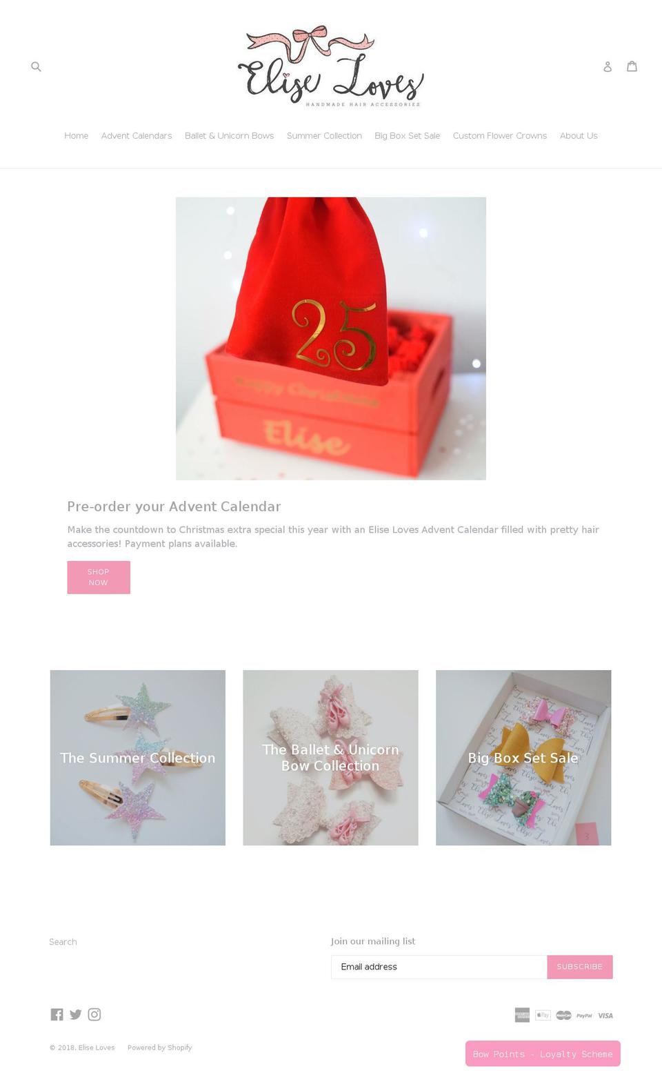 eliseloves.com — Shopify storefront screenshot