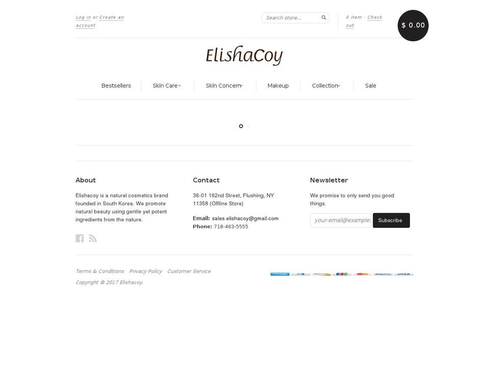 elishacoycosmetics.com shopify website screenshot