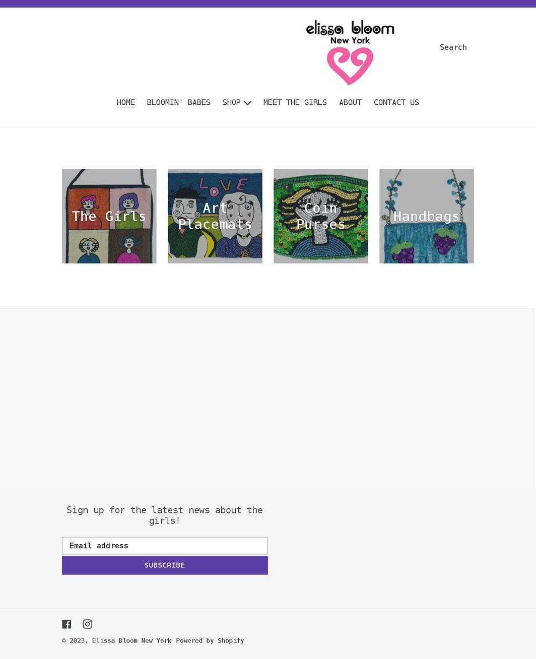 elissabloom.com shopify website screenshot