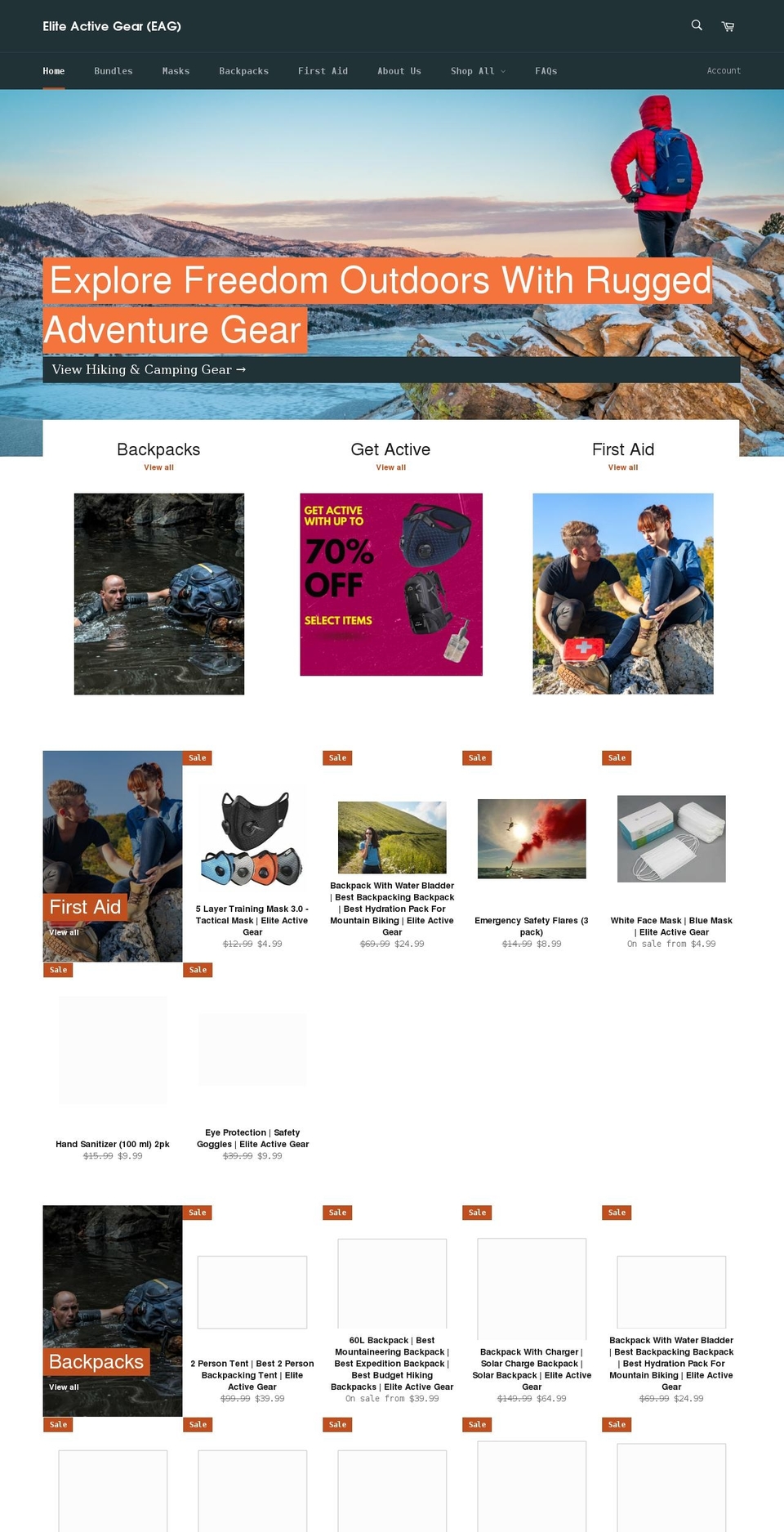 eliteactivegear.com shopify website screenshot