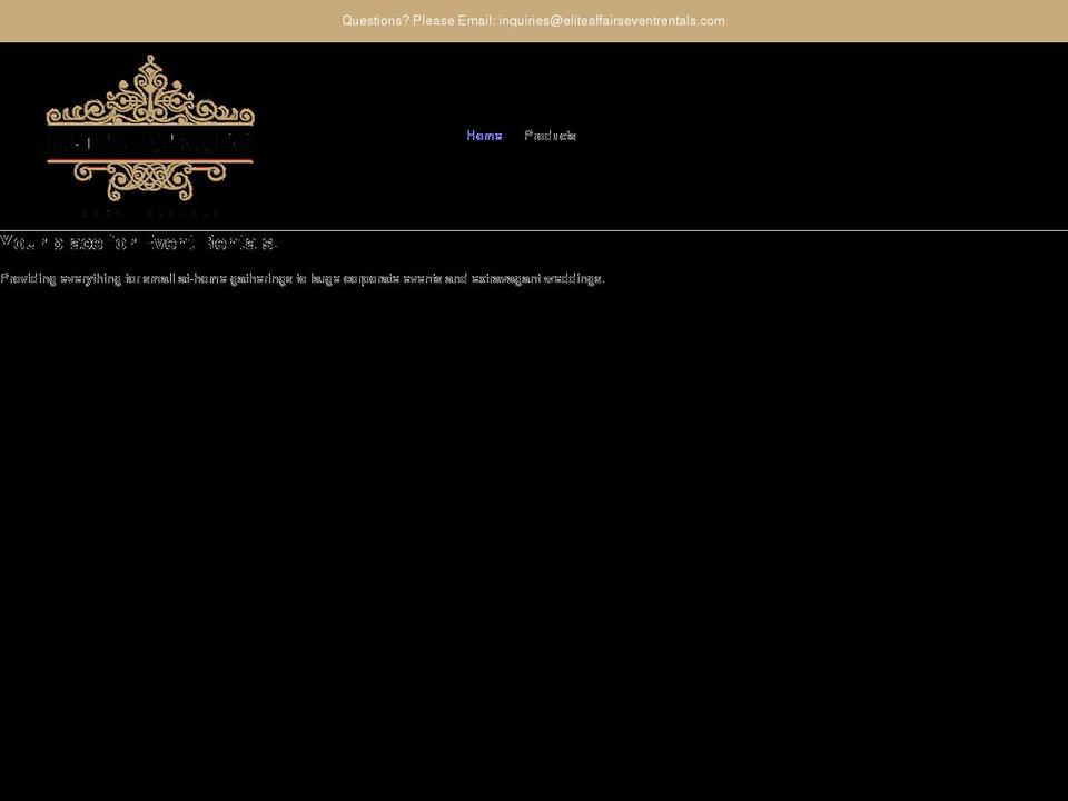 eliteaffairseventrentals.com shopify website screenshot