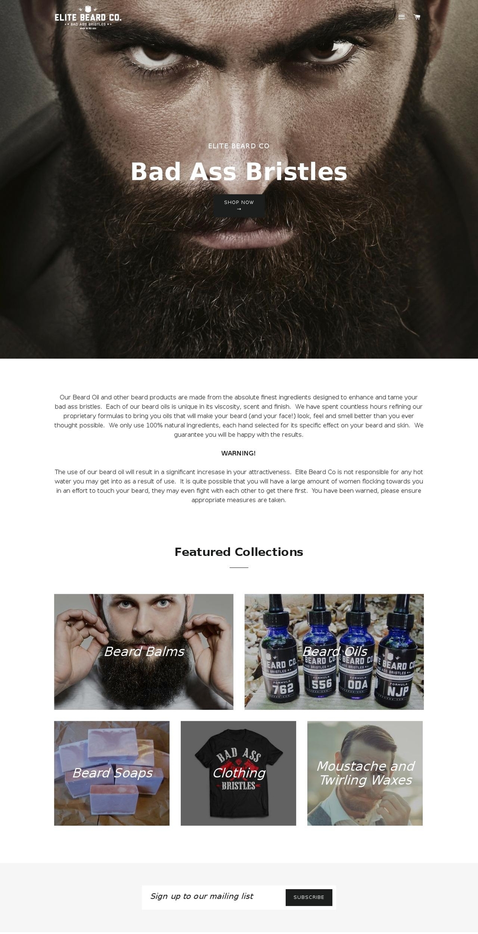 elitebeards.com shopify website screenshot