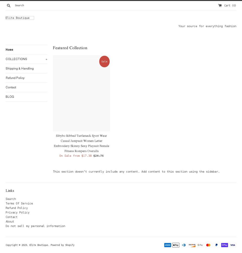 eliteboutique.net shopify website screenshot