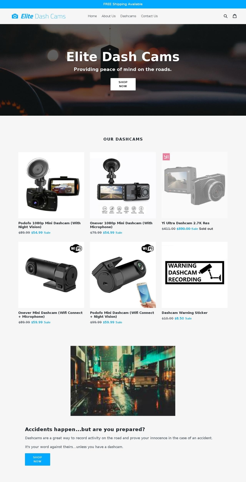 elitedashcams.com — Shopify storefront screenshot