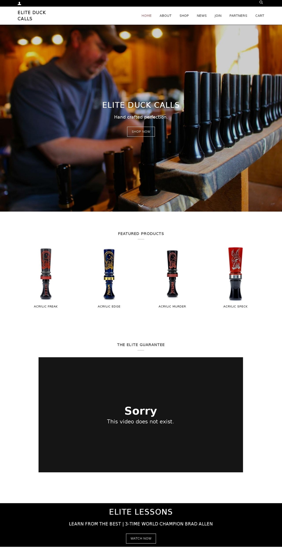eliteduckcalls.com — Shopify storefront screenshot