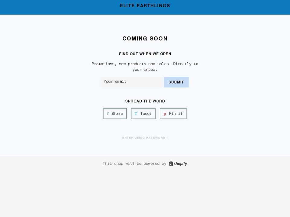 eliteearthlings.com shopify website screenshot