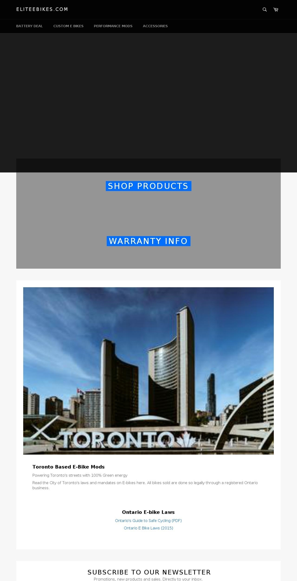eliteebikes.com — Shopify storefront screenshot