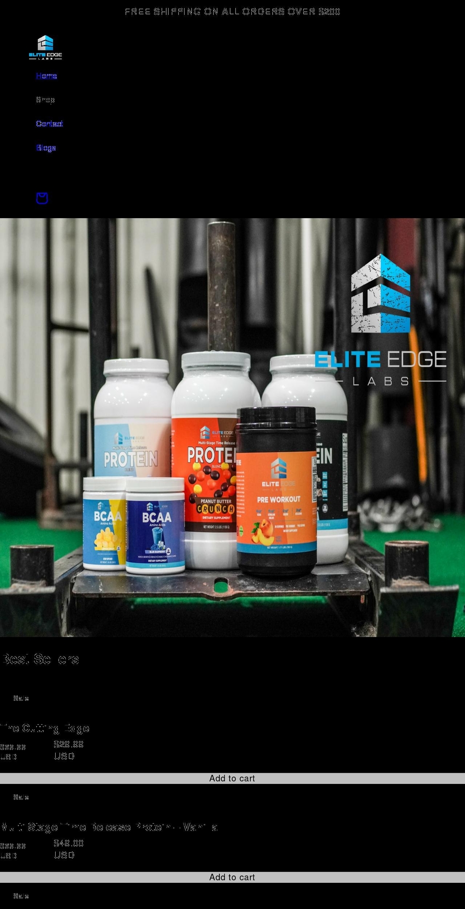 eliteedgesupplements.com shopify website screenshot