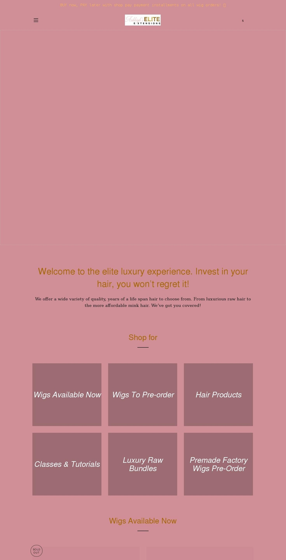 eliteextensionsshop.com shopify website screenshot