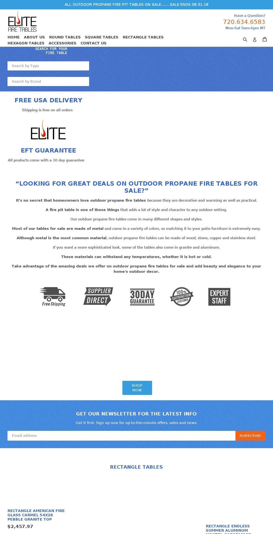 elitefiretables.com — Shopify storefront screenshot