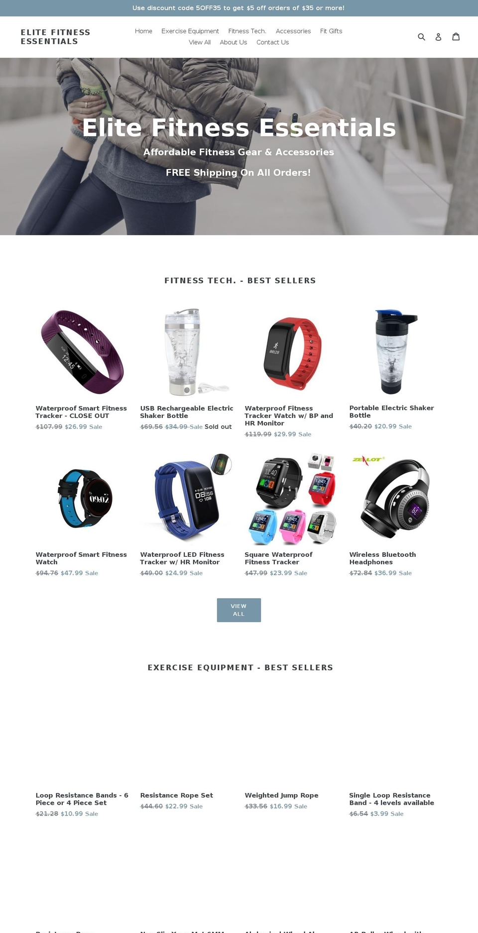 elitefitnessessentials.com — Shopify storefront screenshot