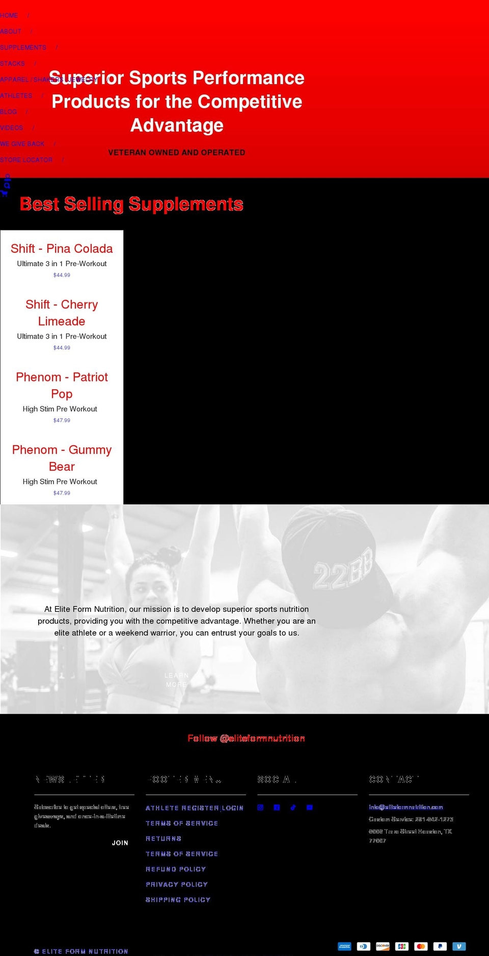 eliteformnutrition.com shopify website screenshot