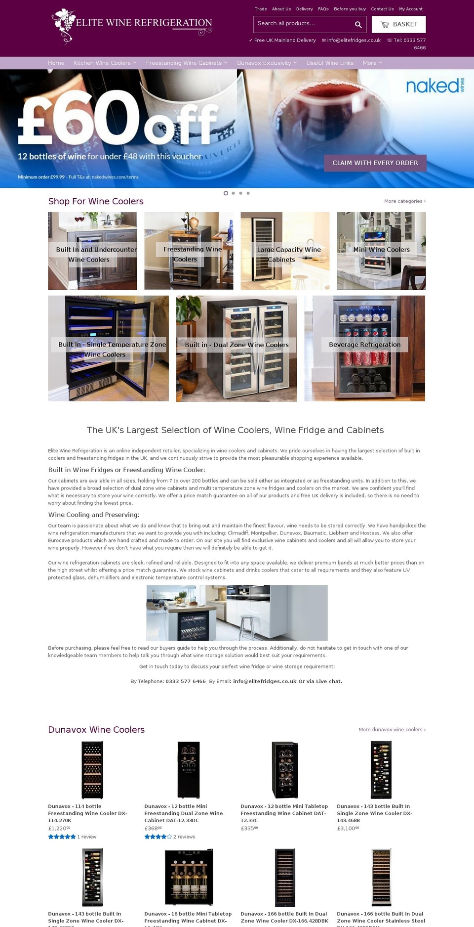 elitefridges.co.uk shopify website screenshot