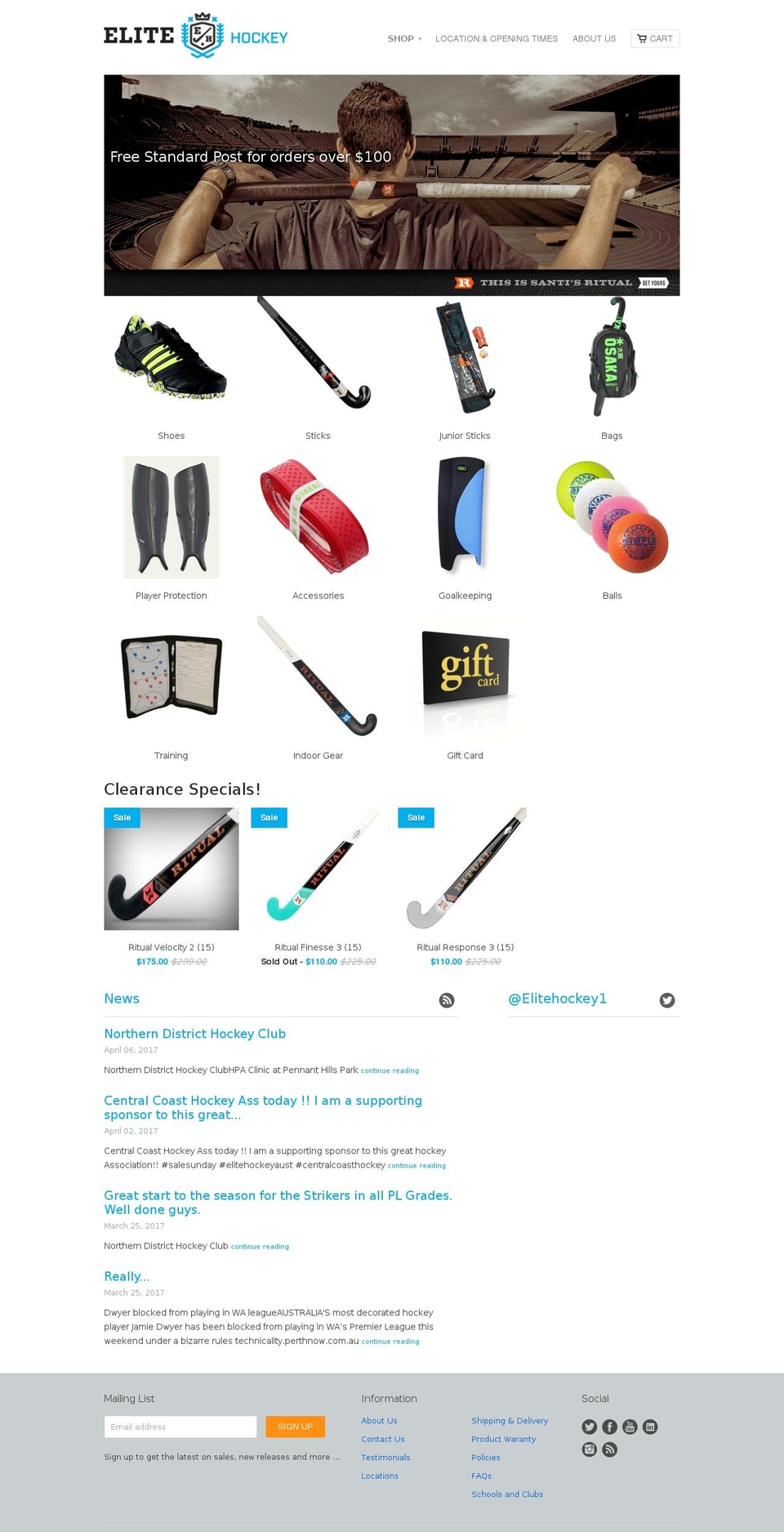 Colors Shopify theme site example elitehockey.com.au