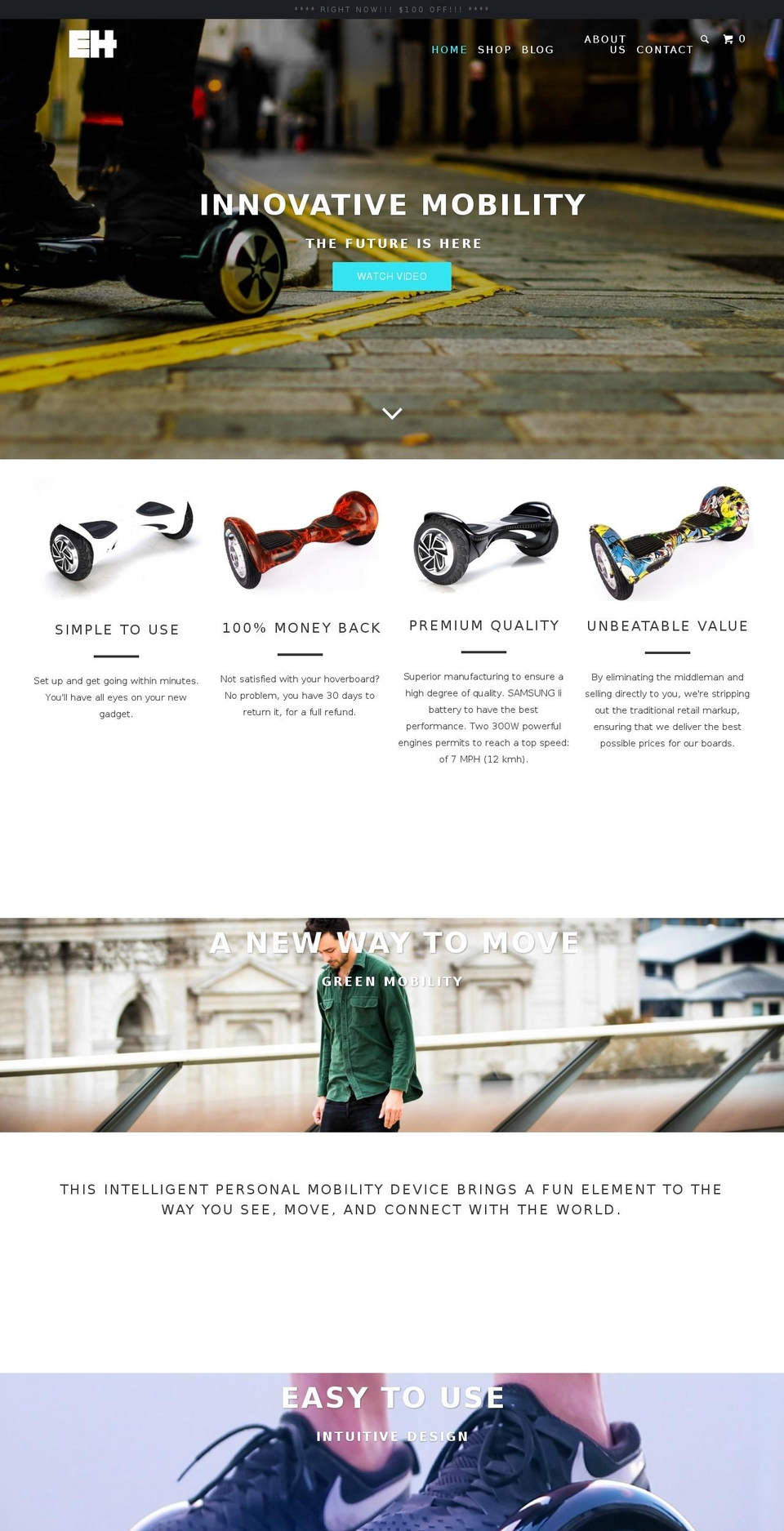 elitehoverboard.com shopify website screenshot