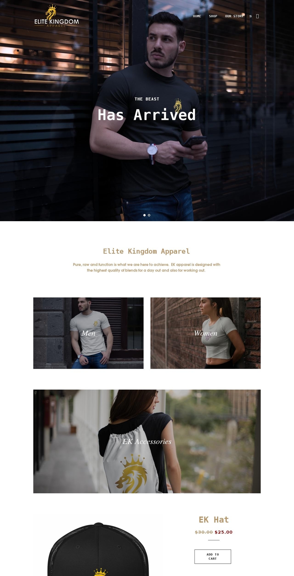 elitekingdomapparel.com shopify website screenshot