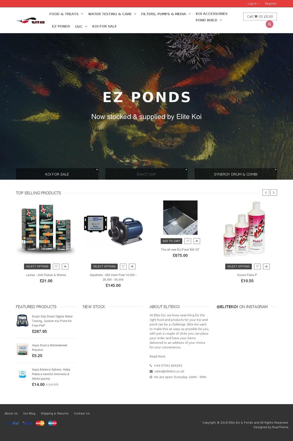 elitekoi.co.uk shopify website screenshot