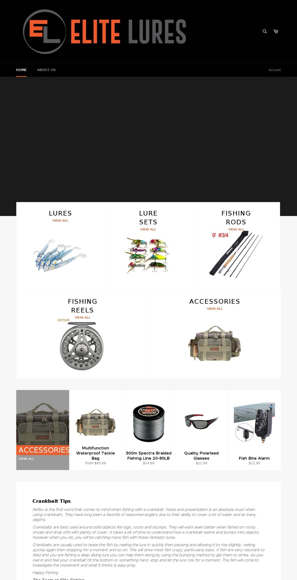 elitelures.com — Shopify storefront screenshot