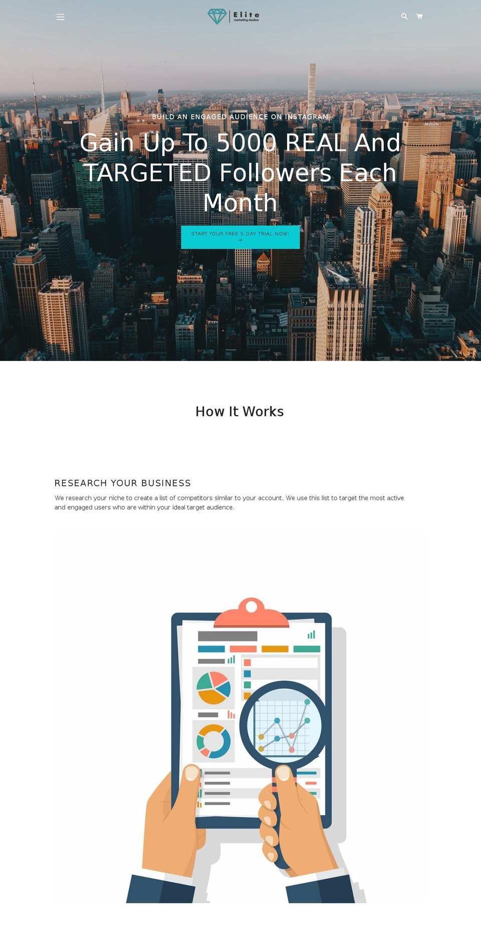 elitemarketingstudios.net shopify website screenshot