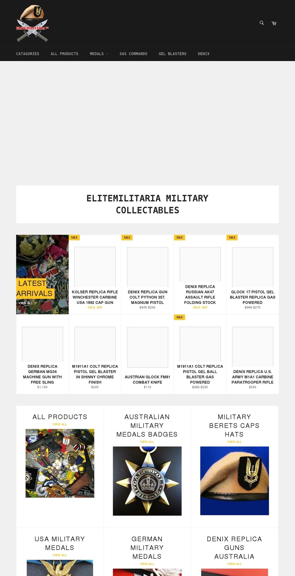 elitemilitaria.com shopify website screenshot