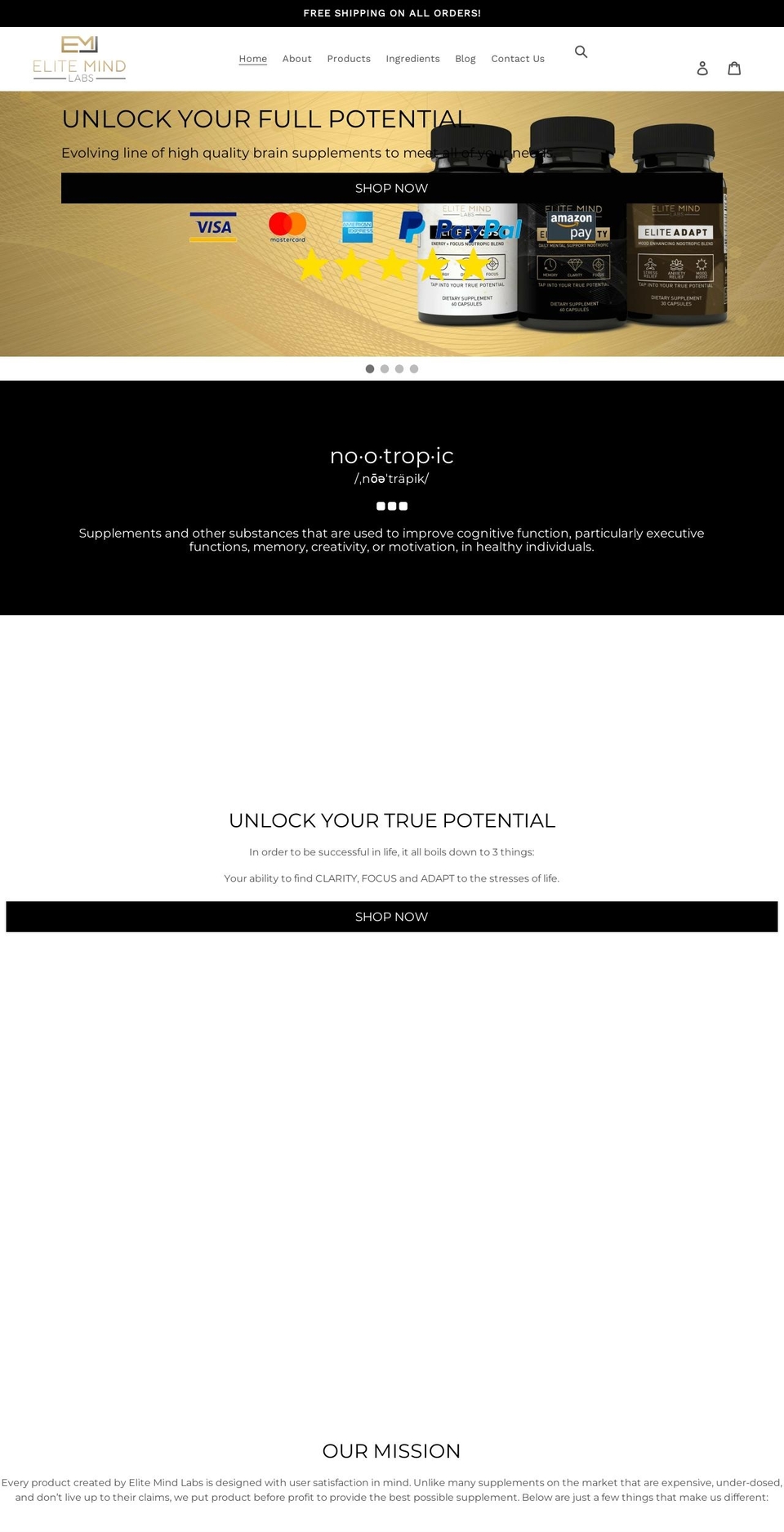 elitemindlabs.com shopify website screenshot