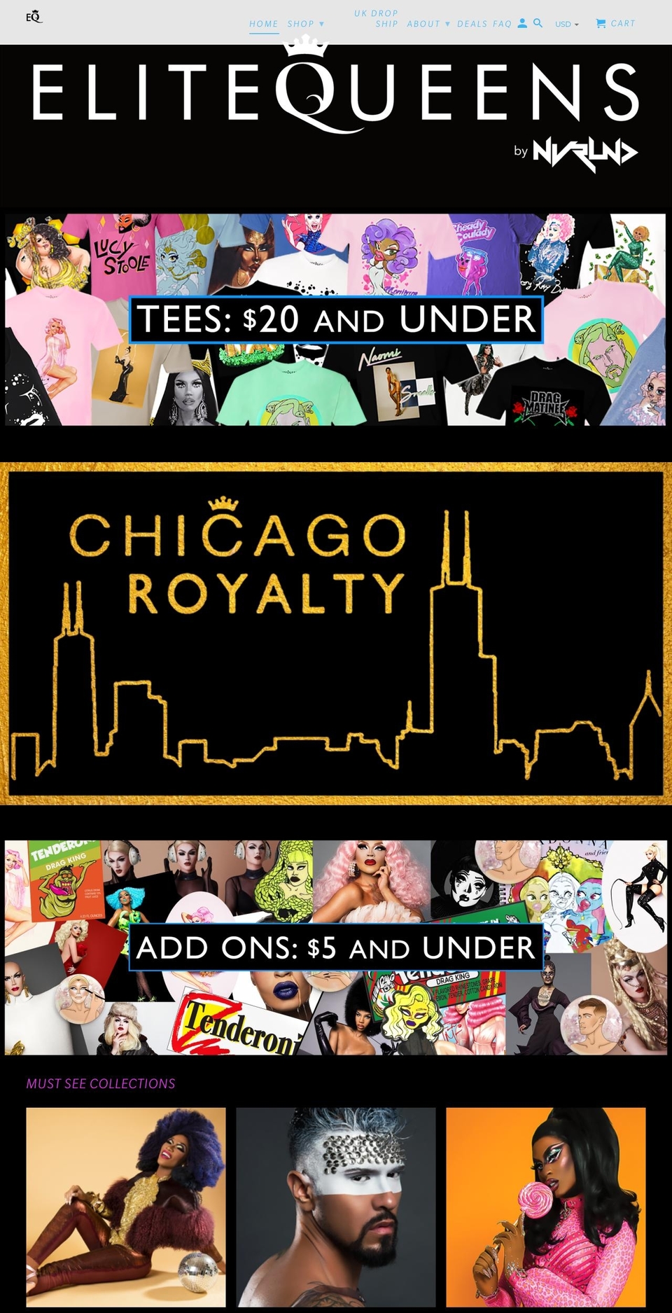 elitequeens.com shopify website screenshot