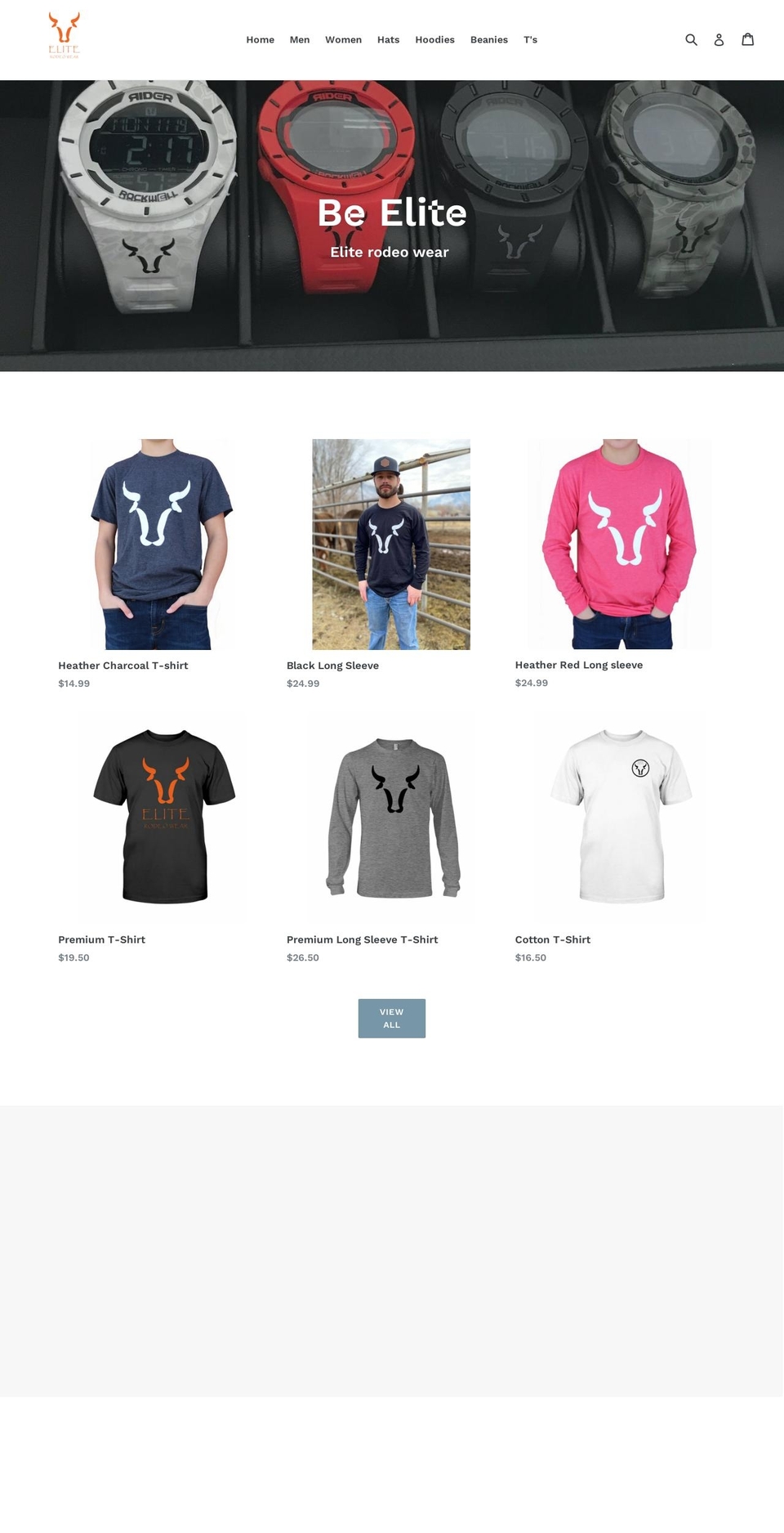 eliterodeowear.com — Shopify storefront screenshot