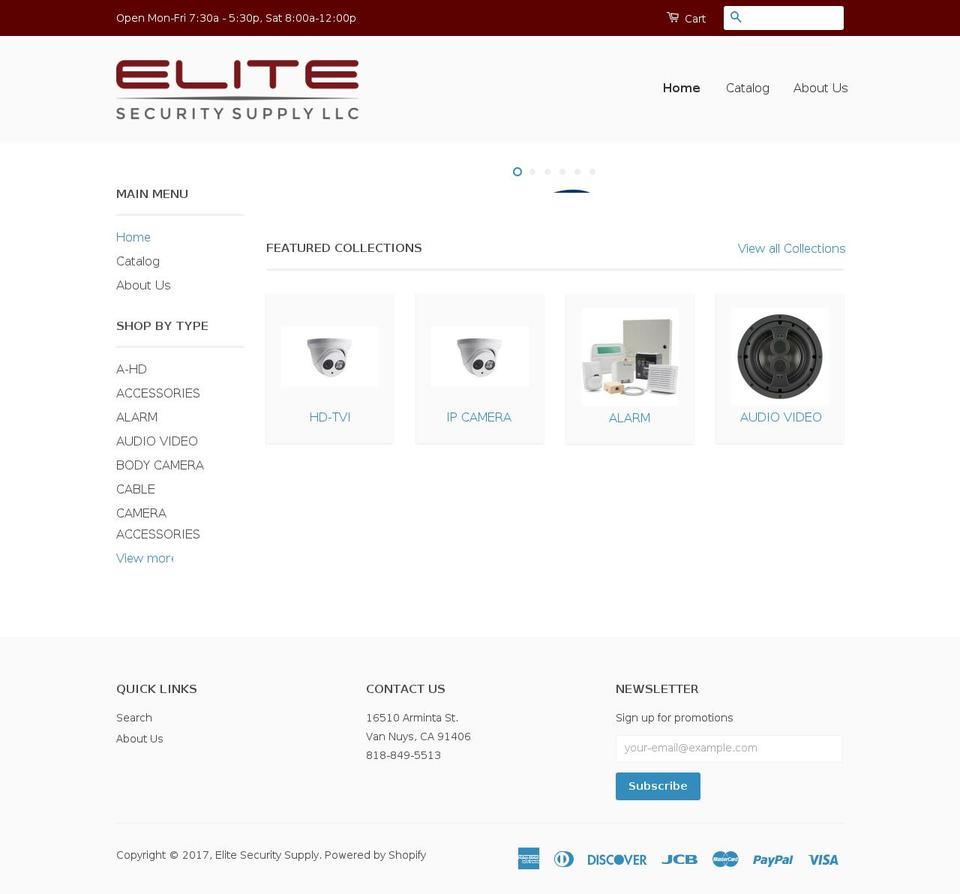 elitesecuritysupply.com shopify website screenshot