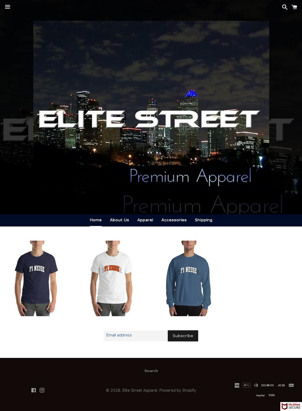 elitestreetapparel.com — Shopify storefront screenshot