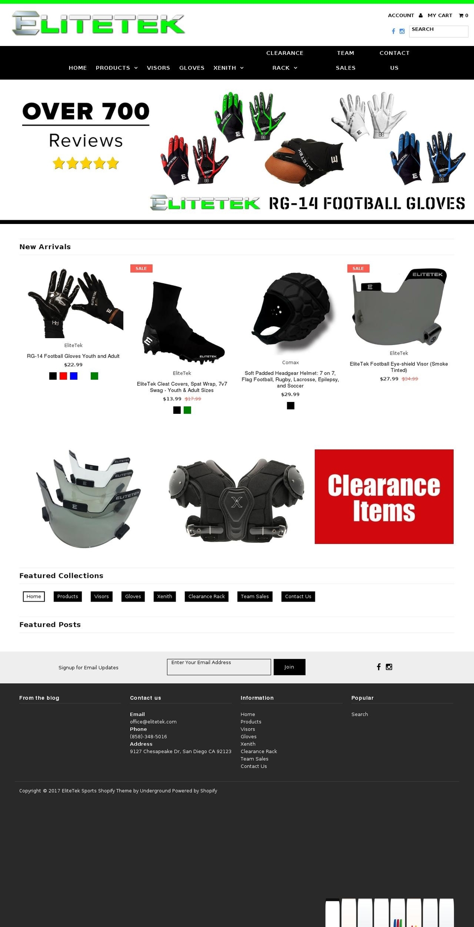 eliteteksports.com shopify website screenshot