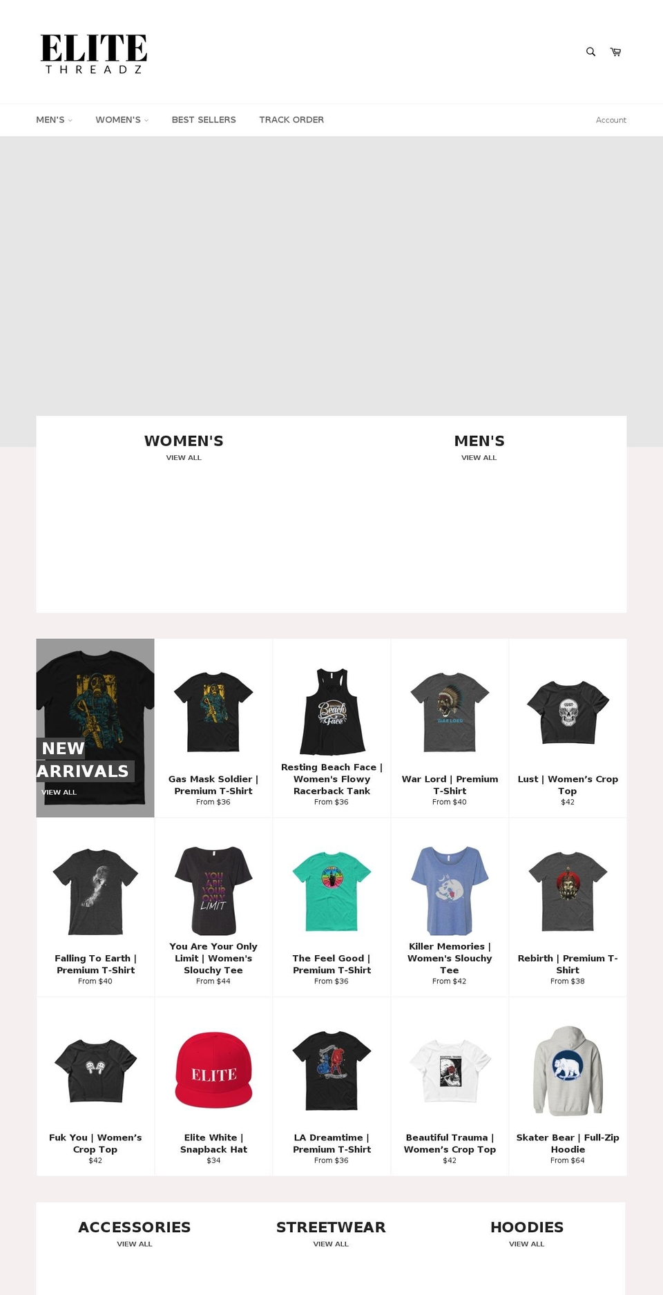 elitethreadz.com — Shopify storefront screenshot