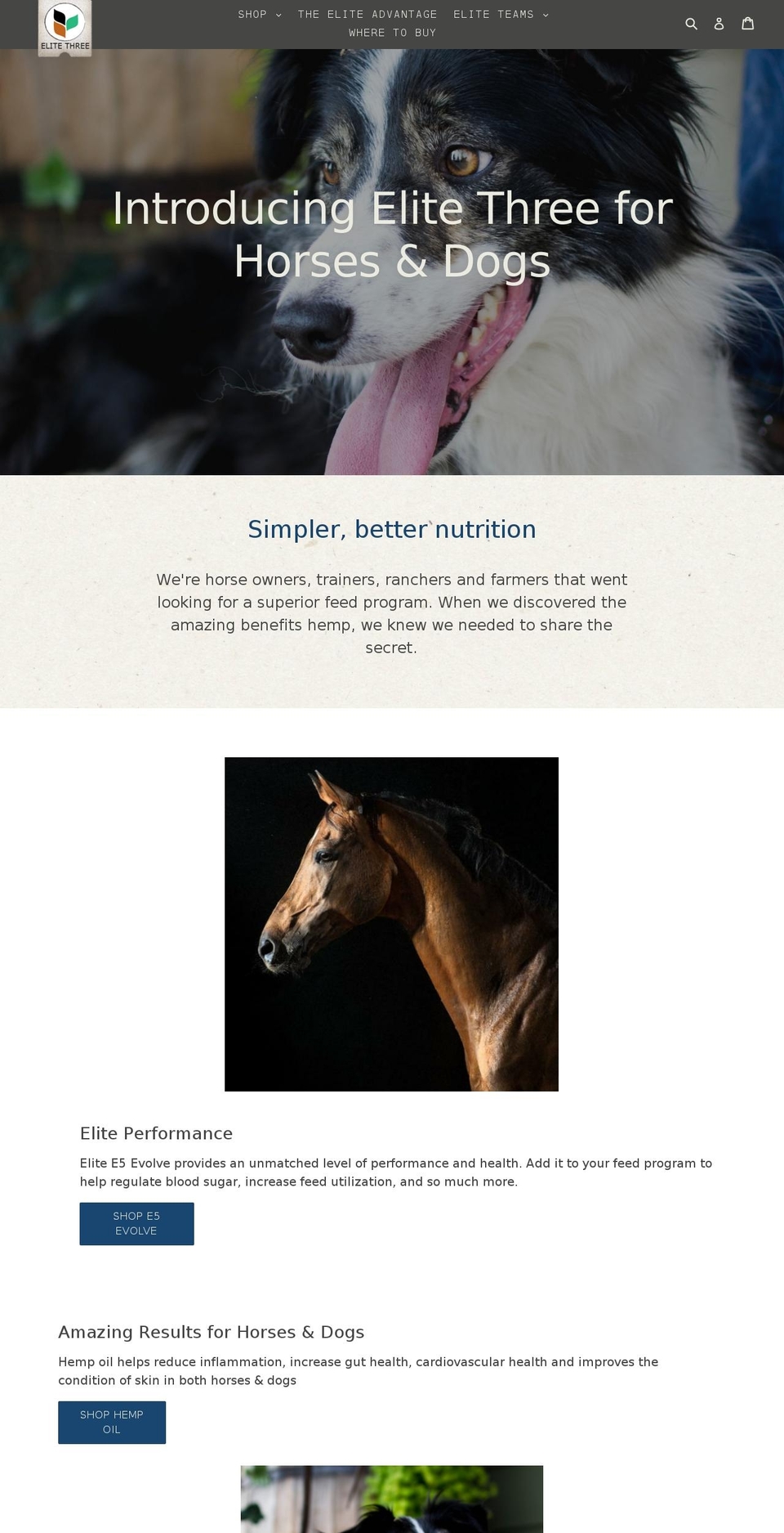 elitethree.com — Shopify storefront screenshot