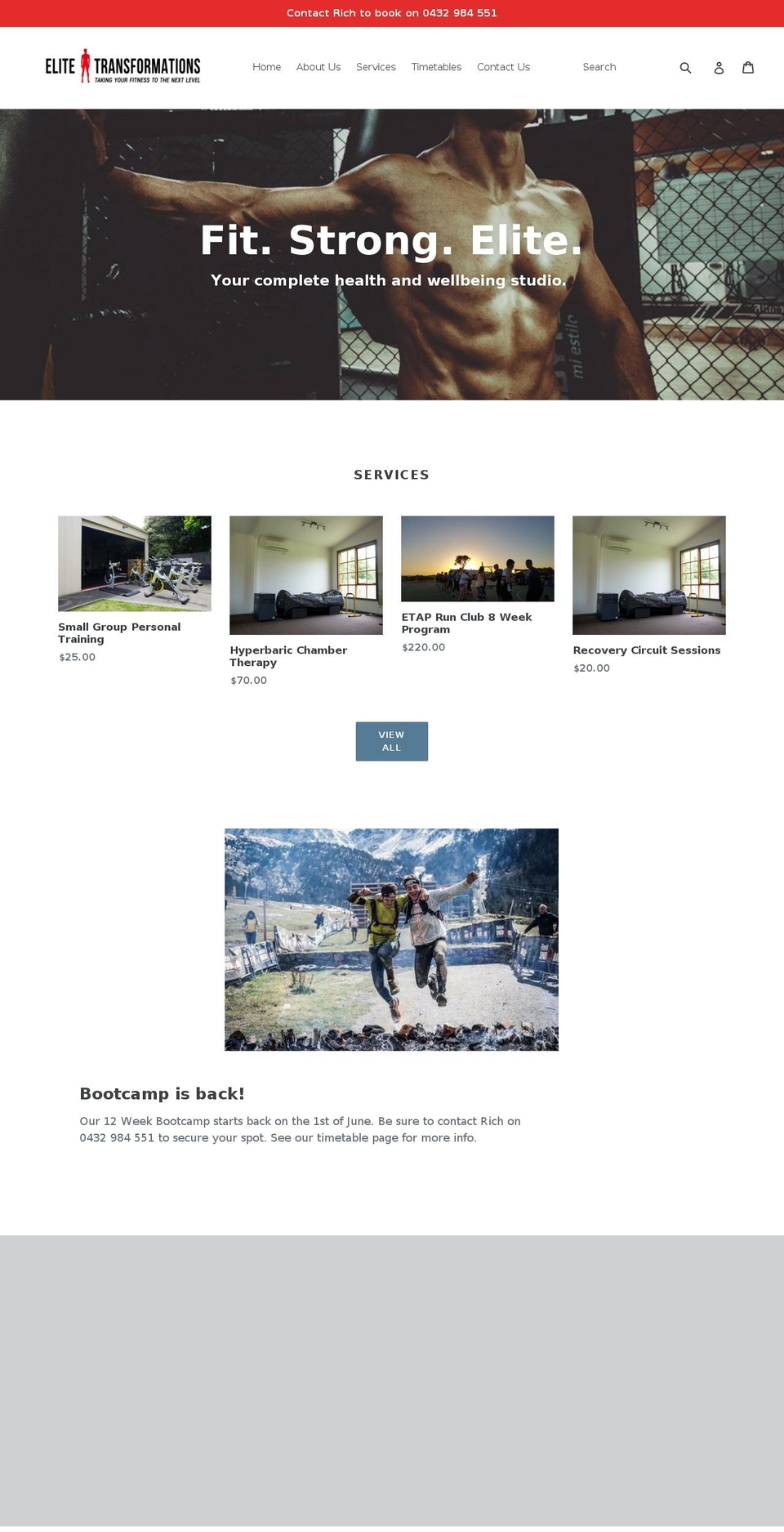 elitetransformations.net shopify website screenshot