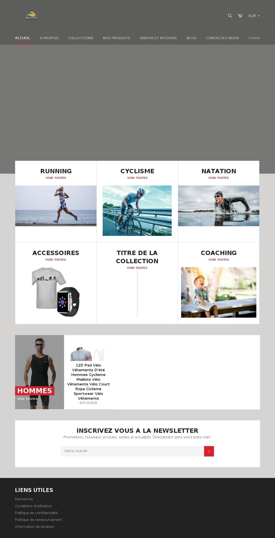 elitetriathlons.com — Shopify storefront screenshot
