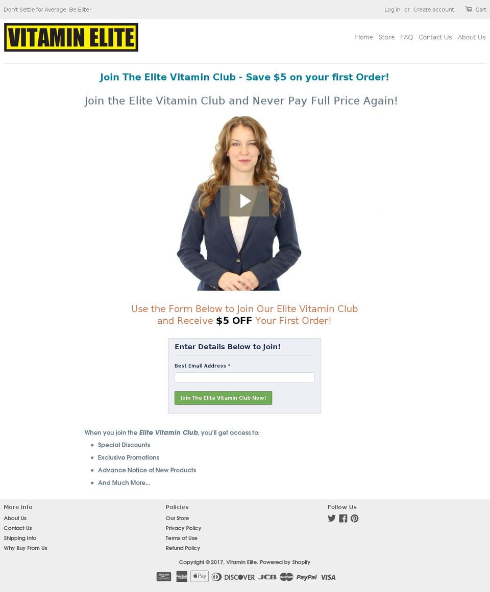 elitevitaminclub.com shopify website screenshot