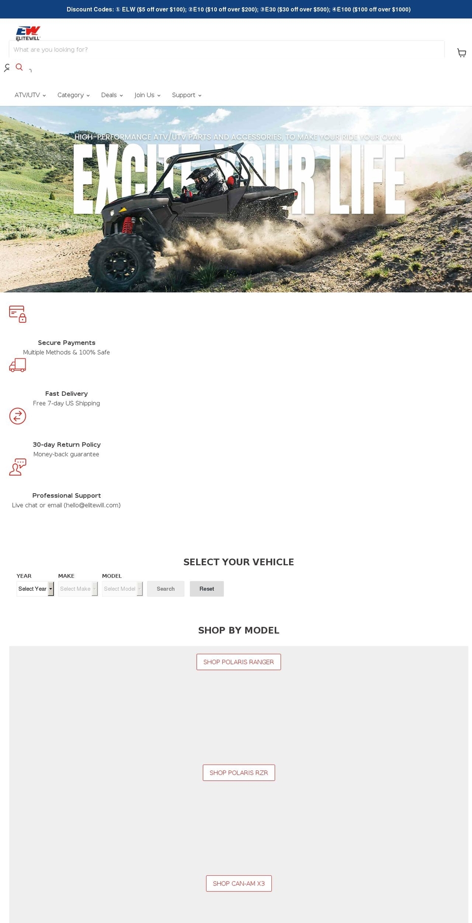 elitewill.com shopify website screenshot