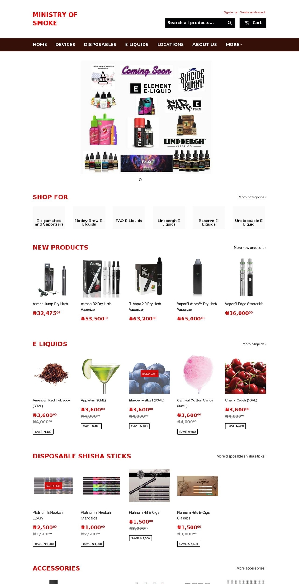 elivape.com shopify website screenshot