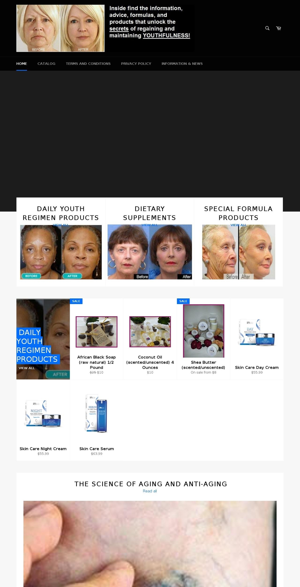 elixersofyouth.com shopify website screenshot