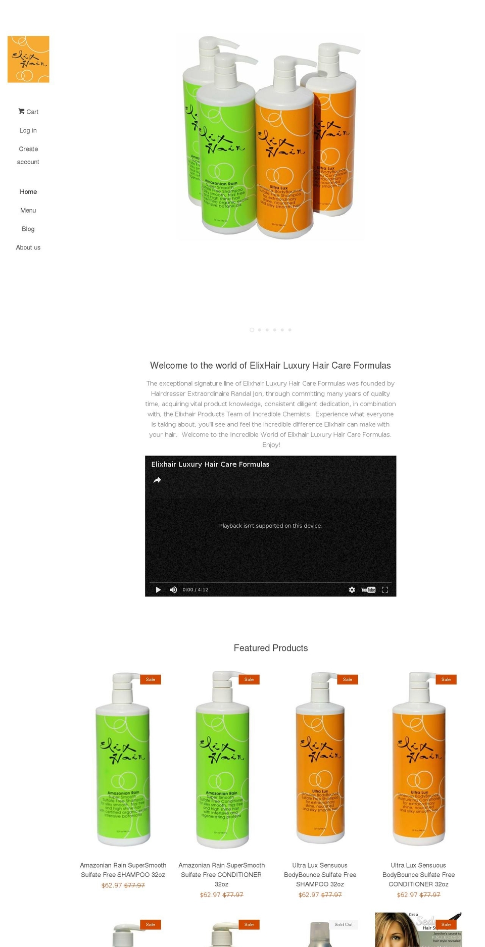 elixhair.com shopify website screenshot
