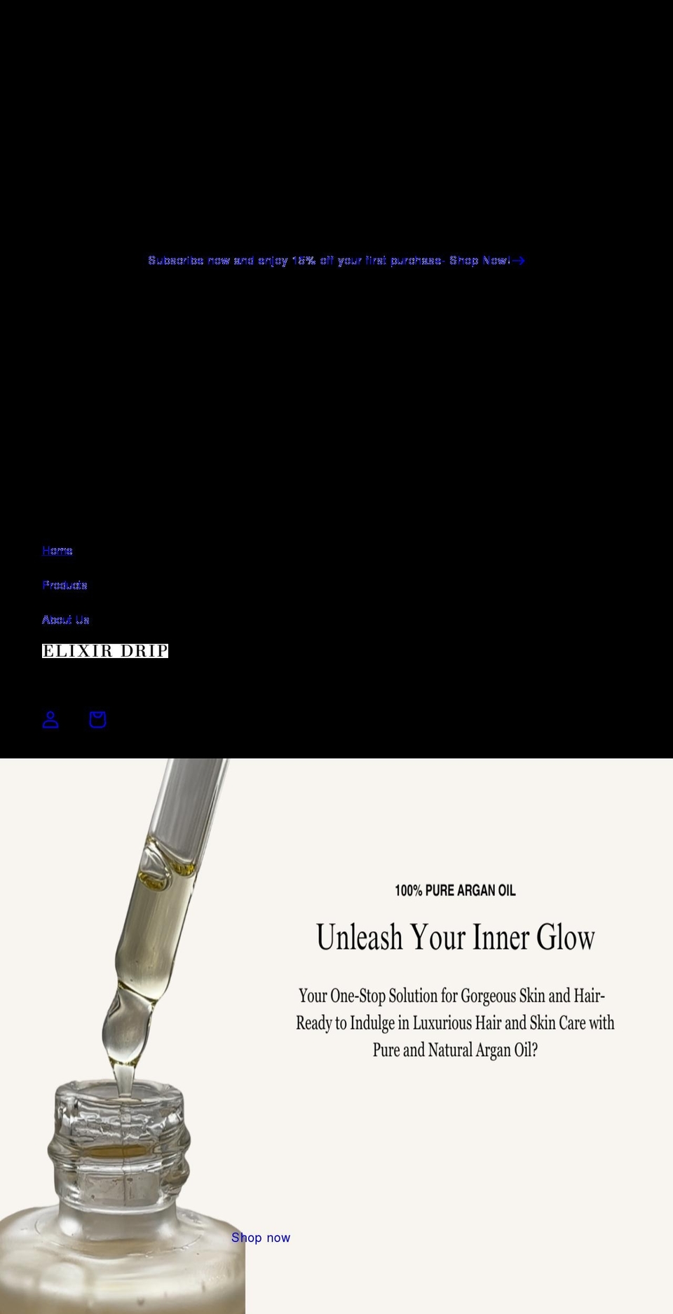 elixirdrip.com shopify website screenshot