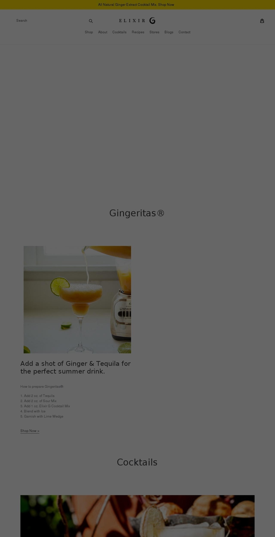 elixirg.com shopify website screenshot